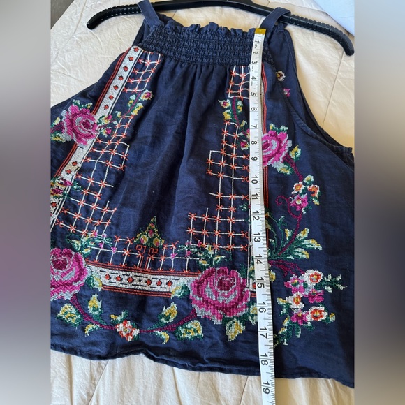 Free People Navy Floral Embroidered Tank - Picture 7 of 8